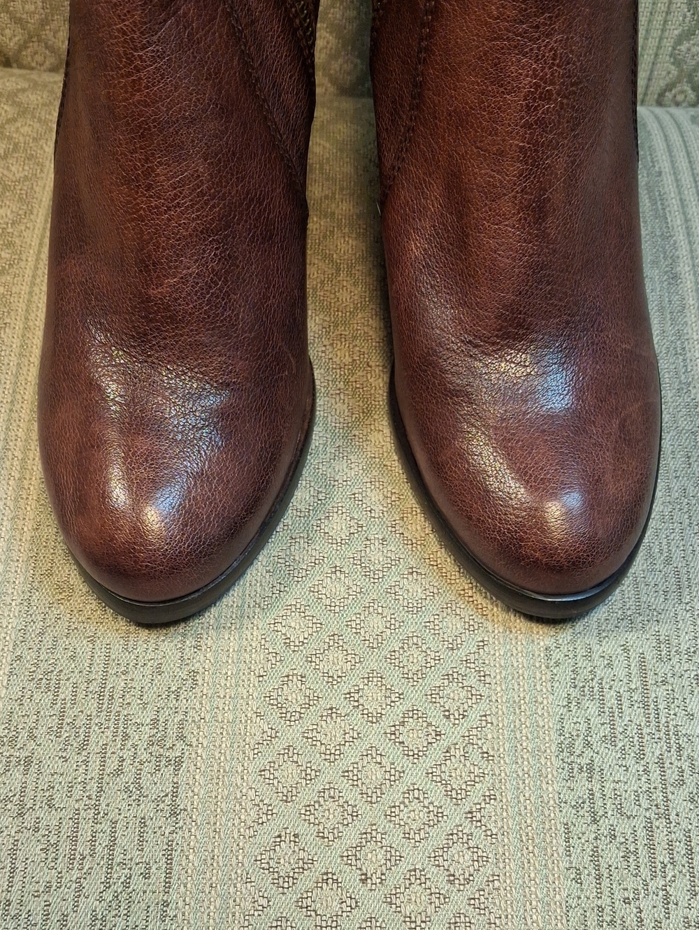 Frye Distressed Leather Heeled Ankle Bootie with Buckle Detail - Picture 11 of 14